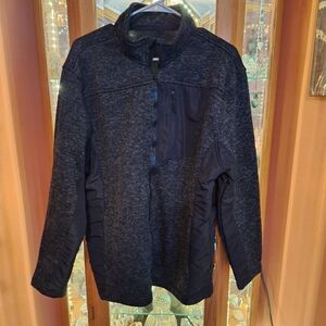 Men's Black Heather Polyester Nylon Zip Up Jacket Sz L